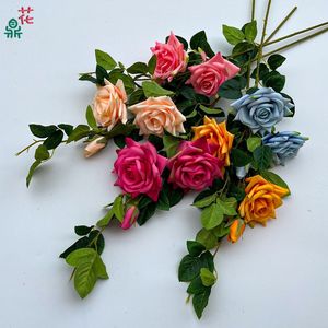 Bouquet de roses artificielles en soie, fleurs imperméables, décoration de mariage et de maison, style moderne, origine Turquie - Product Image 2