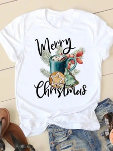 2025 venta al por mayor gran oferta de verano de alta calidad de estilo navideño Casual y de moda Street Trendsetters <span class=keywords><strong>Camiseta</strong></span> de cuello redondo para <span class=keywords><strong>mujer</strong></span> - Product Image 3