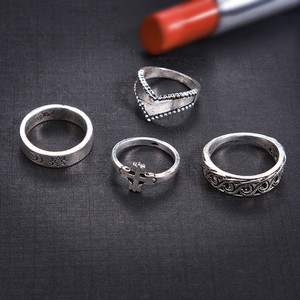 [Gorgeousxx] Juego de Anillos Únicos con Diseño de <span class=keywords><strong>Sol</strong></span> y Luna en Forma de Cruz Ondulada para Mujer, Joyería Geométrica Sencilla - Product Image 2