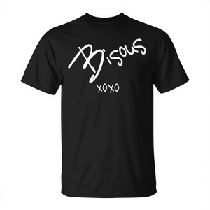 Camiseta Bisous Negra Unisex para Adultos, Cuello Redondo, Manga Corta, Impresión Serigráfica Promocional XOXO - Product Image 2