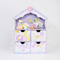 IIECREATE bricolage Miniature meubles en bois maison de poupée ensemble avec boîte de rangement modèle éducatif jouet pour enfants