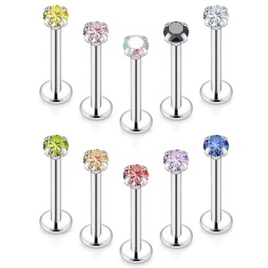 Piercing per Labbra e Cartilagine in Acciaio Inossidabile 316 di Grado Medico Clover con Zircone Rotondo 3A e Filettatura Interna - Product Image 4