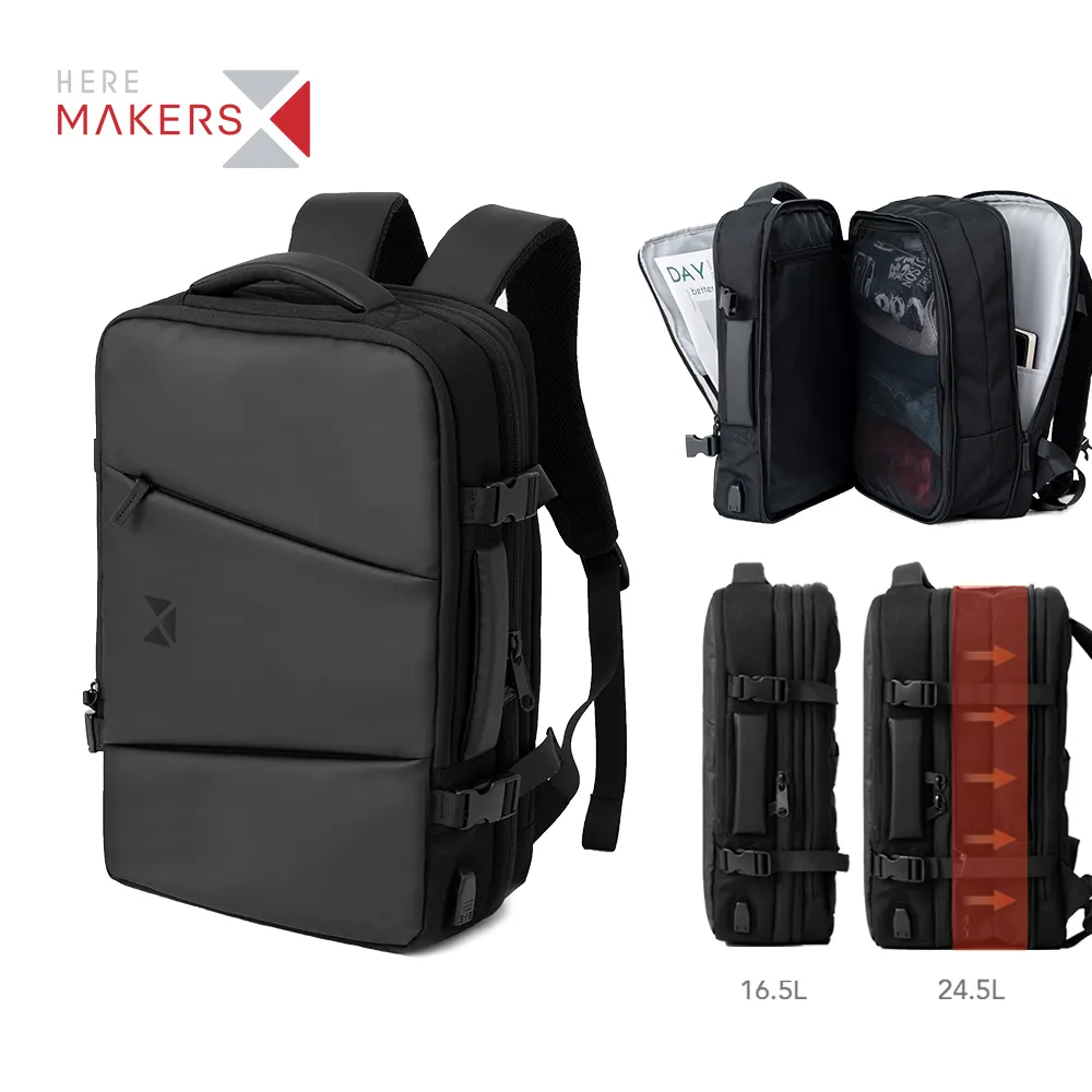 Factory Custom High Quality Travel Business Backpack Bag Mens Extendable Laptop Backpack with USB