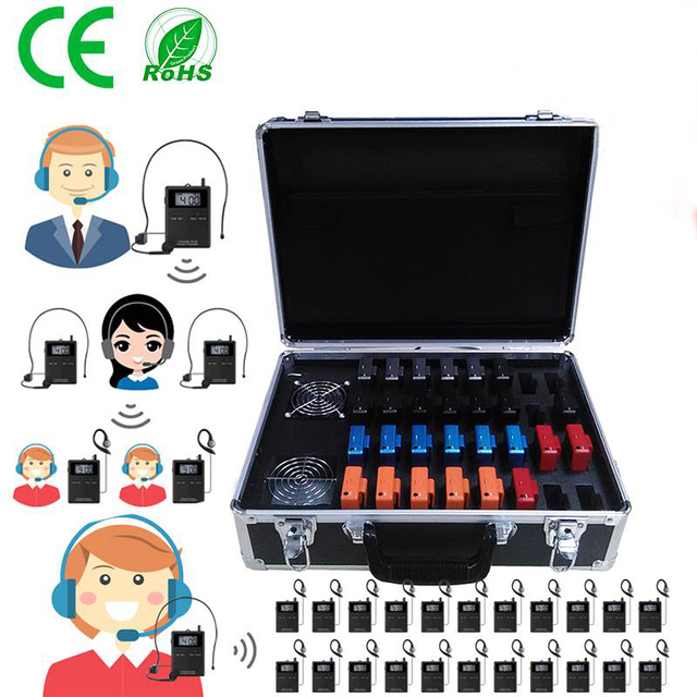 Wireless Handheld Audio Guide System 860-870MHz UHF with 20 Channels up 200m Range Group Communication for Museums Exhibitions