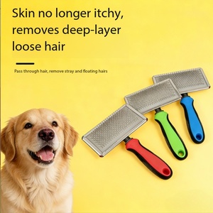 Pawmino Paws Pet Pin Comb Stainless Steel Silicone For Cat Dog Grooming <b>Fluff</b> <b>Removal</b> - Product Image 5
