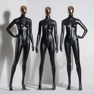 New Fashion Chrome Rose Gold Head Black Full Body Size <strong>Female</strong> FRP Mannequin <strong>Dummy</strong> for Window Display - Product Image 3