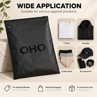Pochette de présentation réutilisable noire mate personnalisée en film PE dépoli pour l'emballage de vêtements, t-shirts, sous-vêtements, chaussettes, chaussures et l'emballage de marques de détail