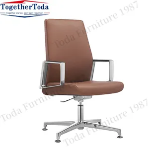 Ergonomic Mid-back Chair With Adjustable Lumbar Support Executive Swivel Pu Leather Office Chairs