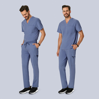 Ensembles d'uniformes de gommage pour hommes Polyester Spandex Medic personnalisé médecin infirmière gris Scrubs ensembles d'uniformes médicaux pour hommes