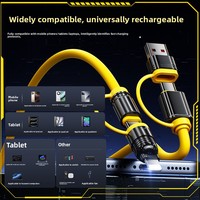 Kabel Pengisian Cepat 240W 6A USB-A Empat-dalam-Satu dengan Konektor Micro USB/Type-C untuk Ponsel & Penggunaan di Mobil