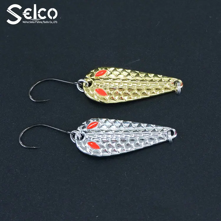 Selco New 6 Sizes Metal Fish Scale Trout Spoon Artificial Sequin Spoon Fishing Lure Swim Bait
