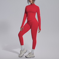 Nouvel ensemble de yoga transfrontalier sans couture, couleur unie, haute élasticité, soutien dorsal, respirant, en Spandex/Nylon, résistant aux plis