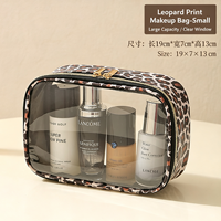 Ensemble de trousses de toilette transparentes en PVC à imprimé léopard, 3 tailles, grande capacité, imperméables, pour voyages, maquillage, organiseur de cosmétiques pour femmes