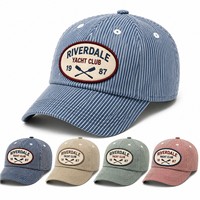 Gorra de Béisbol Vintage de Algodón con Rayas y Letras Bordadas, Unisex, Casual, para Protección Solar al Aire Libre