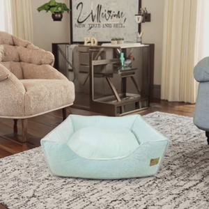 MEiweipet-Cama grande de felpa para perros, sofá cuadrado verde claro, antideslizante, para dormir, ventilado, estampado, para mascotas - Product Image 2