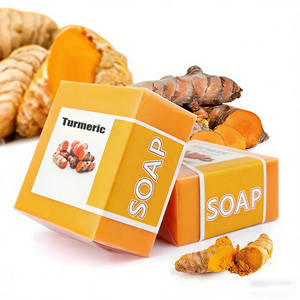 Jabón Vegano Natural <span class=keywords><strong>de</strong></span> Cúrcuma y Ácido Kójico, Jabón Artesanal <span class=keywords><strong>de</strong></span> Avena Blanqueador y Antiacné para Piel Grasa, Uso <span class=keywords><strong>Facial</strong></span> y Corporal - Product Image 1