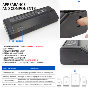 เครื่องพิมพ์ลายสัก P8008 A4 ลดราคาพิเศษ เชื่อมต่อบลูทูธ พิมพ์เร็ว พกพาสะดวก เครื่องถ่ายเอกสารความร้อนแบบพกพา สำหรับสตูดิโอ ระดับมืออาชีพ - Product Image 6