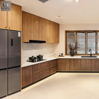 Conception de cuisine pour projet de villa : Meuble de cuisine moderne en bois massif, vitrine de cuisine, ensemble de meubles de cuisine, armoire en bois