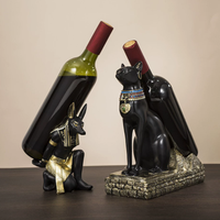 Ornements de porte-bouteilles en résine personnalisés, statues de divinités félines Anubis et Bastet, idéales pour la décoration des bars à domicile et des armoires à vin