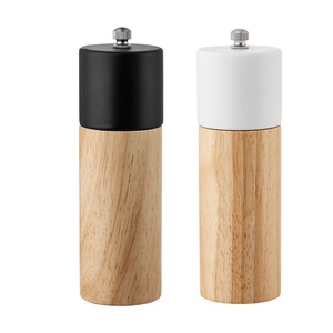 Moulin à sel et à poivre manuel en bois, ensemble de moulins à sel et à poivre en bois pour la cuisine - Product Image 1
