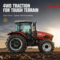 Tracteur agricole 150 ch 4x4 avec cabine climatisée, système hydraulique, châssis robuste