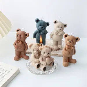 बनाने प्यारा DIY सिलिकॉन भूरे भालू मोमबत्ती मोल्ड टेडी भालू सुगंधित साबुन मोल्ड 3D प्रेमियों गले भालू आकार मोमबत्ती बनाने आपूर्ति