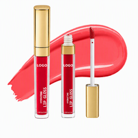 Gloss à lèvres nacré effet miroir hydratant, tube carré doré, waterproof, marque privée, logo personnalisé, OEM