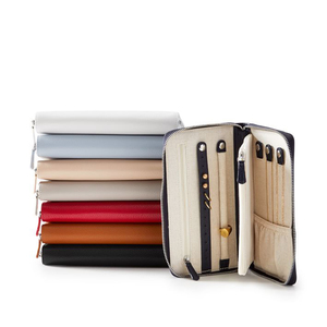 Travel jewelry organizer case genuine leather jewelry necklace storage case