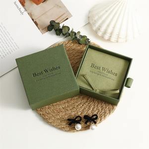 Custom Logo Simple <b>Small</b> Paper Cardboard Square Ring <b>Drawer</b> Packaging Luxurious Jewelry Box Necklaces Earrings Personalized - Product Image 5