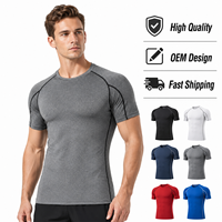 T-Shirt Sportiva da Uomo Slim Fit con Dettagli a Contrasto, Asciugatura Rapida, Traspirante, Elasticizzata, Design Personalizzato OEM per Corsa e Allenamento