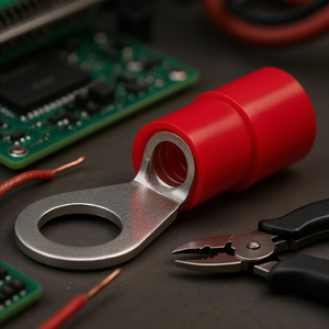 Terminal de Anillo Aislado Rojo de 6.3mm para Conexión de Cableado Eléctrico - Product Image 3