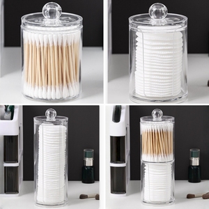 Caja de almacenamiento de bastoncillos de algodón, tarro de baño, joyería de maquillaje, contenedor vacío con tapa transparente, tarro de almacenamiento para el hogar - Product Image 4