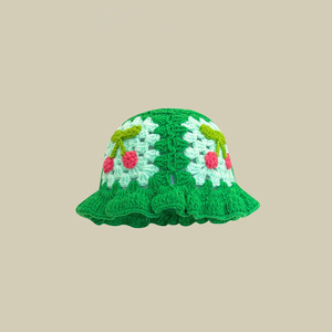 2025 moda ahuecado panameño sombrero de flores de ganchillo para mujer sombrero de pescador de punto Doudou Dou sombrero - Product Image 6