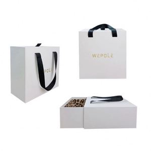 Boîte cadeau de luxe en papier kraft brun écologique, durable, faite à la main, avec logo personnalisé, poignées en ruban, portable - Product Image 3