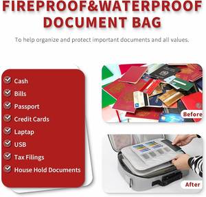 Bolsa Impermeable y Resistente al Fuego Nueva OEM, Organizador de Documentos para Viajes y Hogar, Caja de Seguridad con Cerradura para Documentos, Objetos de Valor e Artículos Importantes - Product Image 4