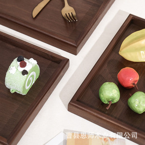 Bandeja cuadrada de madera de nogal negro para servir café, té, uso en hoteles, estilo minimalista para el hogar - Product Image 5