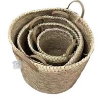 Nouvel ensemble de paniers de rangement vintage en coton et jonc de mer, motif zig-zag, pour cuisine et salle de bain, écologiques et faits à la main