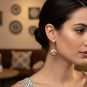Round Geometric Design Colorful Cz Stone Jewellery Elegant Turkish 925 Sterling <b>Silver</b> Jewelry <b>Dangle</b> <b>Earrings</b> - Product Image 3