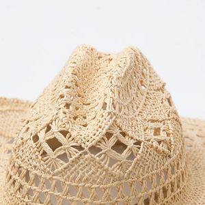 Nouveau Chapeau de Paille Cowboy Creux Printemps-Été 2025 – Tendance Décontractée pour l'Extérieur, Chapeau de Soleil à Large Bord en Paille de Papier - Product Image 6