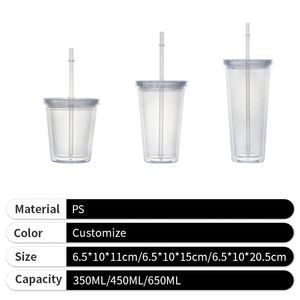 2026 Clear Water <b>Cup</b> <b>Plastic</b> Straw Cartoon Double-walled Insulated Clear Water <b>Cup</b> for Summer - Product Image 5
