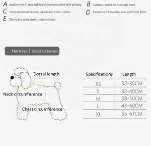 맞춤형 도매 노풀 펫 세이프 이지 워크 라이트 소형 네오프렌 LED 강아지 하네스 - Product Image 6