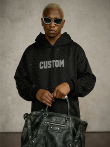 Ltd-h1040 Fournisseur de vêtements de Guangzhou – Nouveaux sweats à capuche surdimensionnés personnalisés de haute qualité style streetwear avec strass pour femmes et hommes - Product Image 1