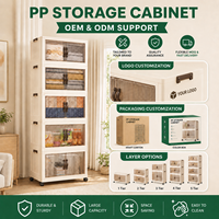 Meuble de rangement pliable à 5 niveaux en plastique avec roulettes, empilable et mobile, sans installation, en PP, pour dortoir (vente en gros)