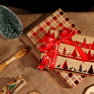 Wholesale Christmas Red <b>Wrapping</b> <b>Paper</b> with Hot Stamping 43*300 cm Gift <b>Wrapping</b> <b>Paper</b> Kraft <b>Paper</b> - Product Image 6