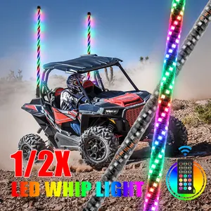 Su geçirmez IP67 uzaktan kumanda Polaris 4ft 5ft Rgb LED kırbaç işık off-road araç ATV UTV Polaris RZR