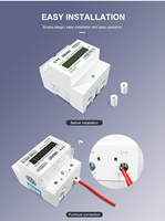 Pengukur energi Din-rail, 10(100)A 110V/220V 60HZ fase tunggal tiga kawat din rel KWH Watt LCD untuk Amerika