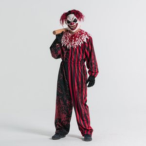 Disfraz de Payaso Terrorífico de Halloween con Manchas de Sangre de Dos Tonos para Hombre, Mono de Asesino de Terror con Máscara y Accesorio de Sierra, Traje de Cosplay para Carnaval - Product Image 4