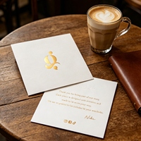 Cartes de remerciement personnalisées avec logo en feuille d'or, cartes de vœux gaufrées et débossées en feuille d'or blanc mat, cartes de remerciement professionnelles