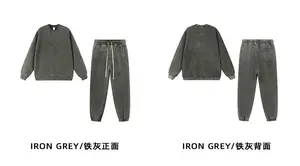 Toptan boş vintage yıkama kazak seti kazak ve sweatpants erkek giyim set özel logo sokak giyim erkek joggers seti
