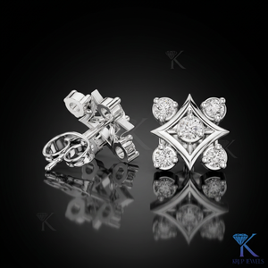 Lab Grown Diamond Geometric Star <b>Stud</b> Earrings 5 Stone Cluster 18K Solid Gold Fine Women's Jewelry Wedding Party Bridal - Product Image 3